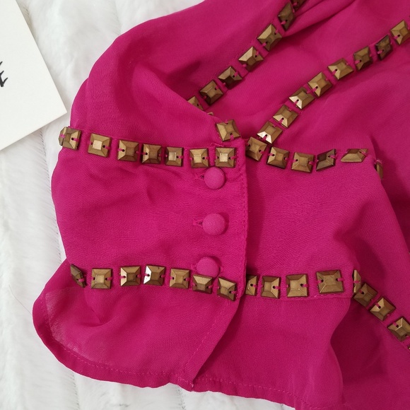 Rock & Republic studded cami/tankhot pink sz. small EUC - Picture 3 of 8